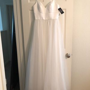 White tulle wedding gown